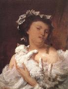 Gustave Courbet Lady and cat oil painting